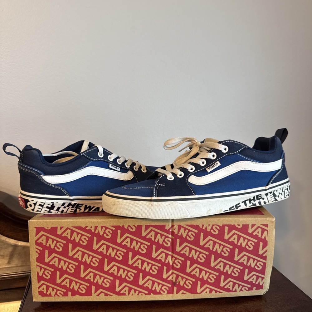 SIZE 10 VANS Off The Wall Filmore LOW TOPS Men's Blue And White
